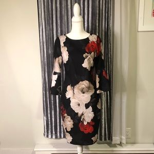 Calvin Klein floral Flare Sleeve Dress